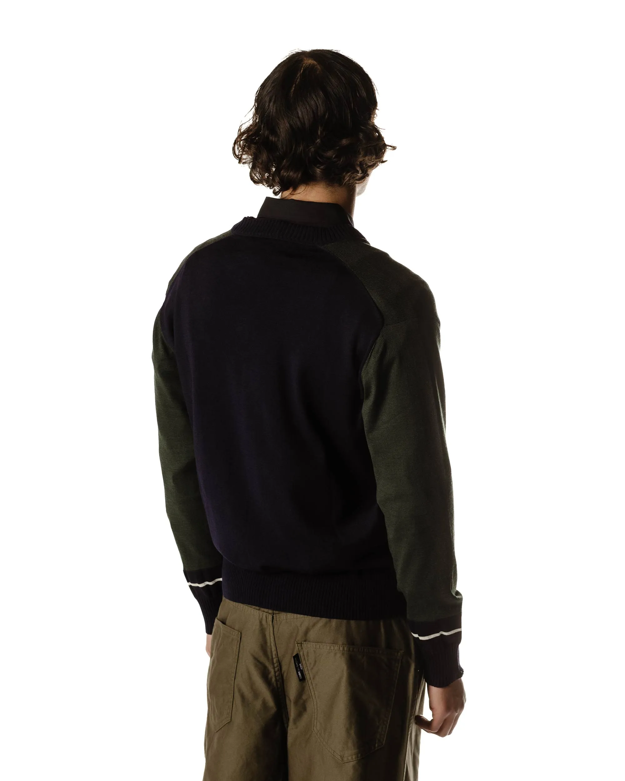 Mens Contrast Cardigan - Navy/Khaki/White | Comme des Garçons HOMME Collection