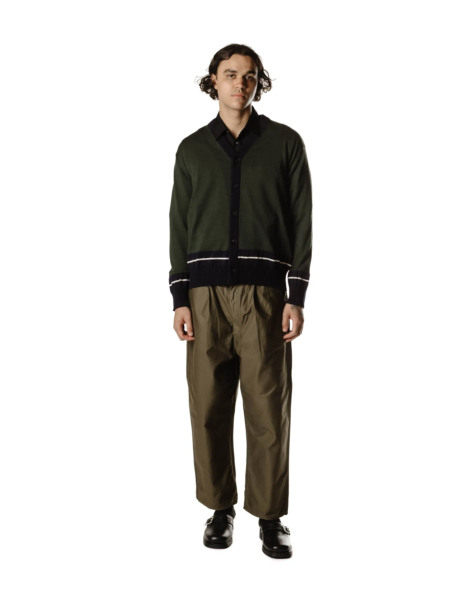 Mens Contrast Cardigan - Navy/Khaki/White | Comme des Garçons HOMME Collection