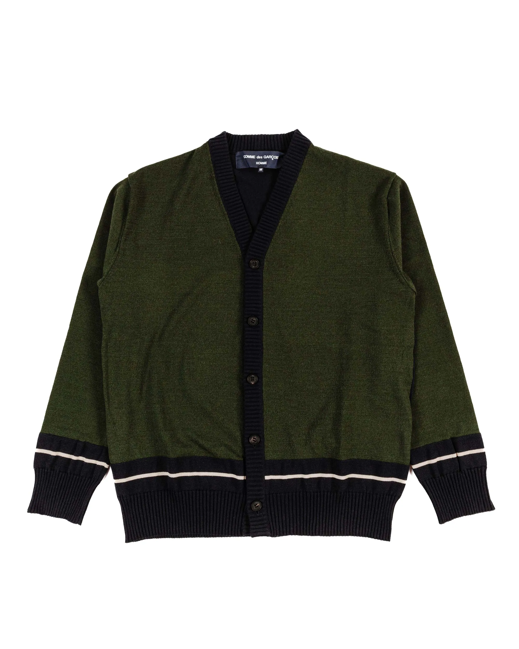 Mens Contrast Cardigan - Navy/Khaki/White | Comme des Garçons HOMME Collection