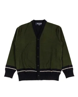 Mens Contrast Cardigan - Navy/Khaki/White | Comme des Garçons HOMME Collection