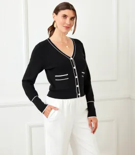 Elegant Cardigan with Contrast Trim Detail