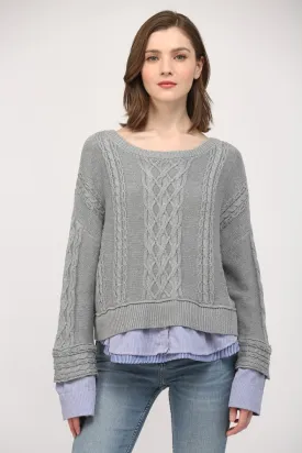 Double Layer Cable Knit Sweater