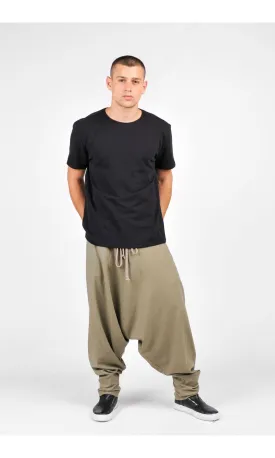 Drop Crotch Linen Harem Pants