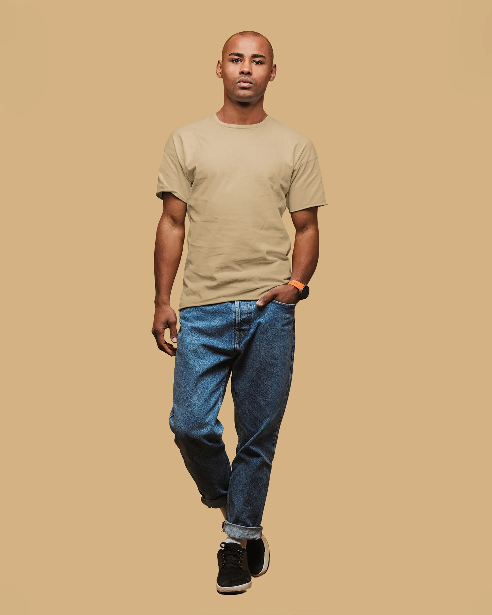 Drop Shoulder Crew Neck: Sepia