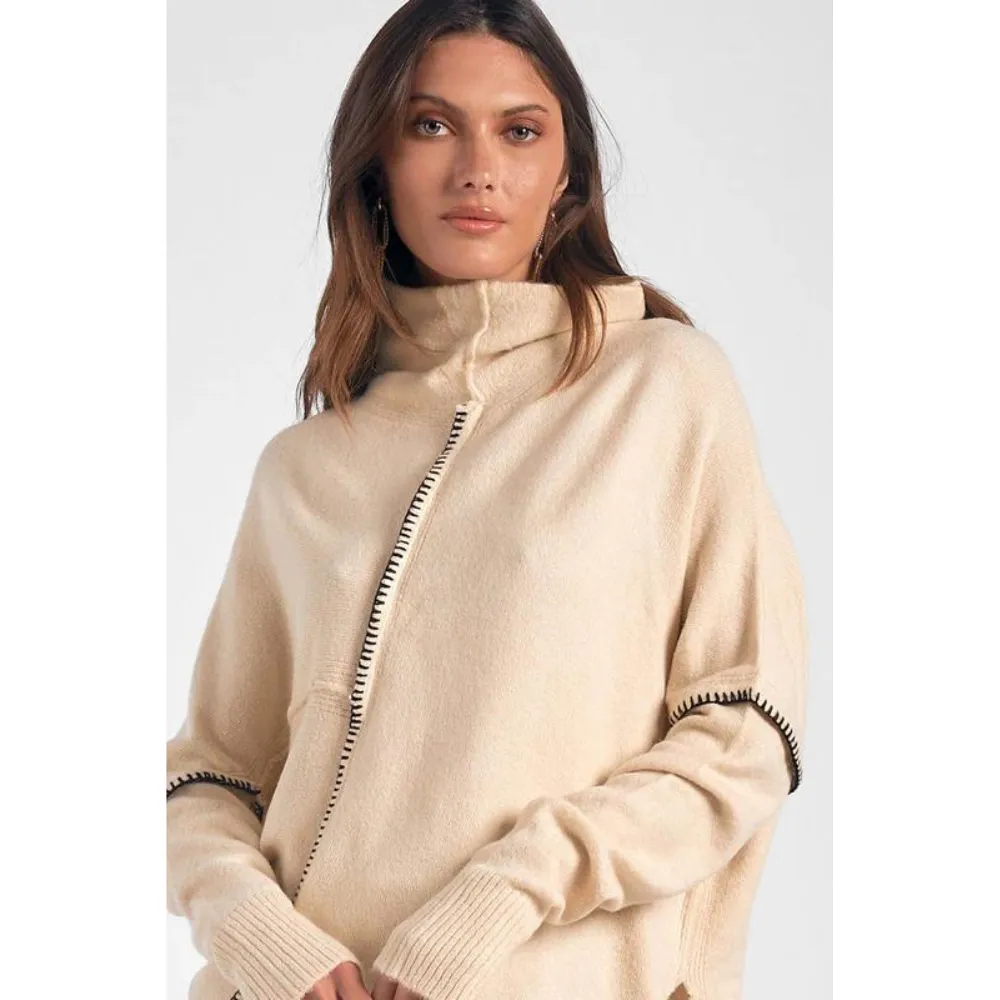 Elan Asymmetric Beige Sweater (Women's)