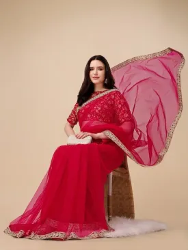 Embroidered Net Saree