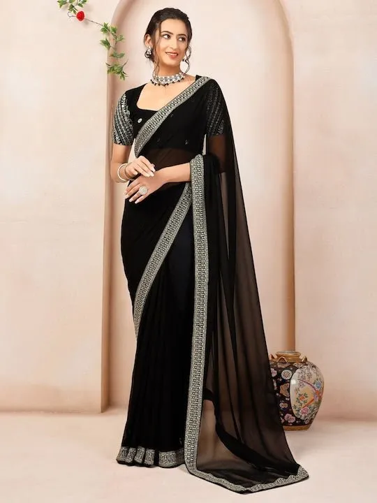 Embroidered Seqiunned Saree