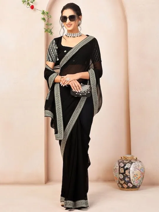 Embroidered Seqiunned Saree