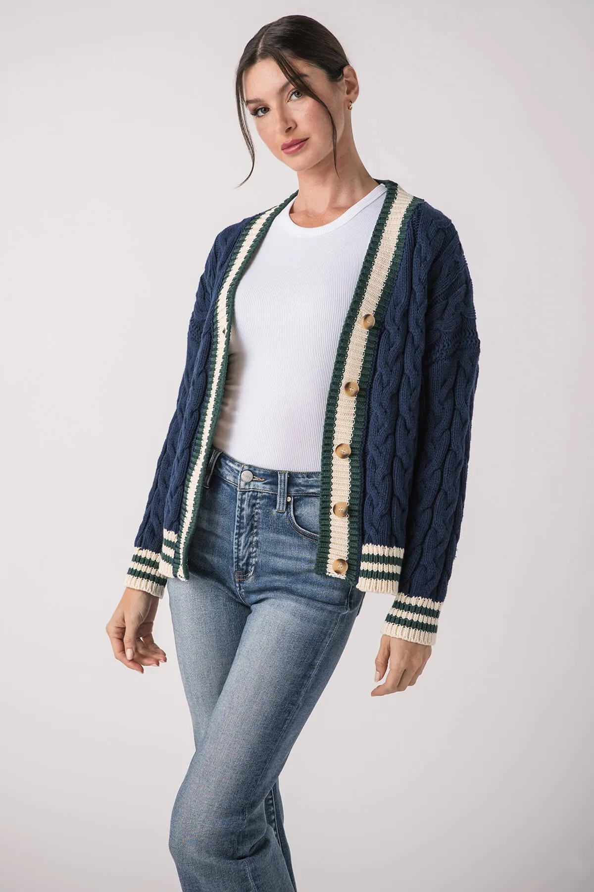 En Saison Spencer Cable Knit Cardigan