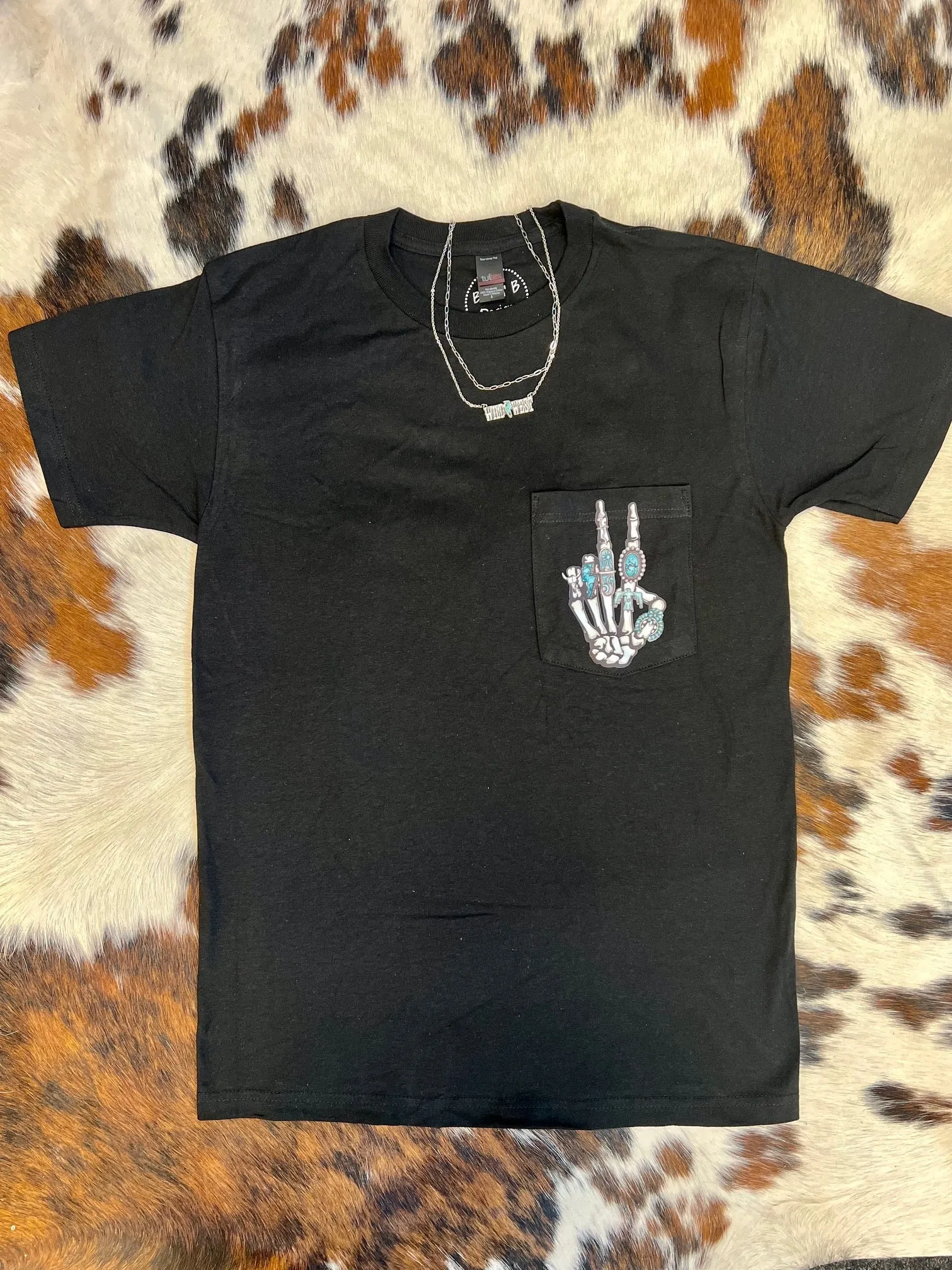 Fancy Western Decorated Skeleton Pocket Tee