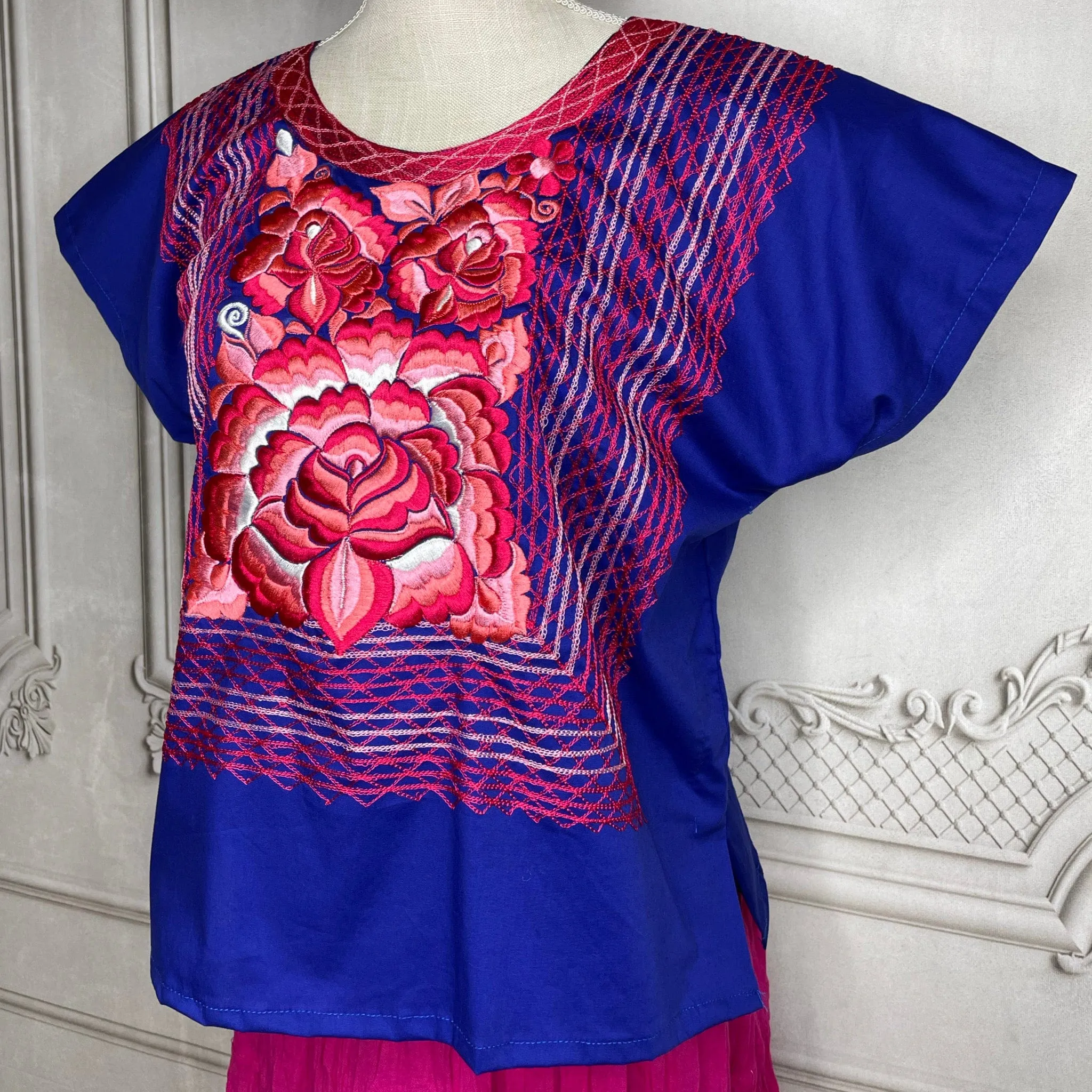 Frida Kahlo Huipil Blouse Stretch Flower