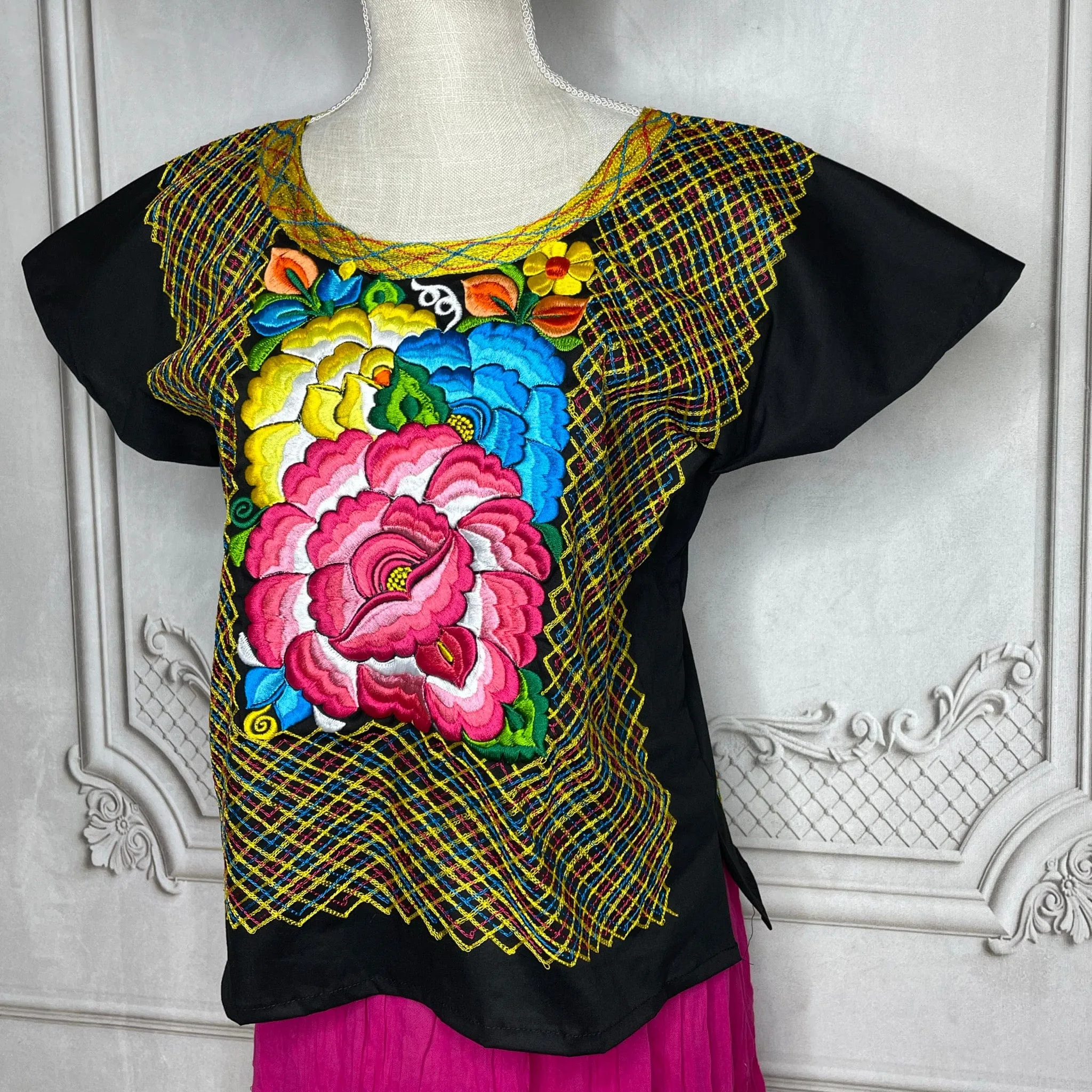 Frida Kahlo Huipil Blouse Stretch Flower