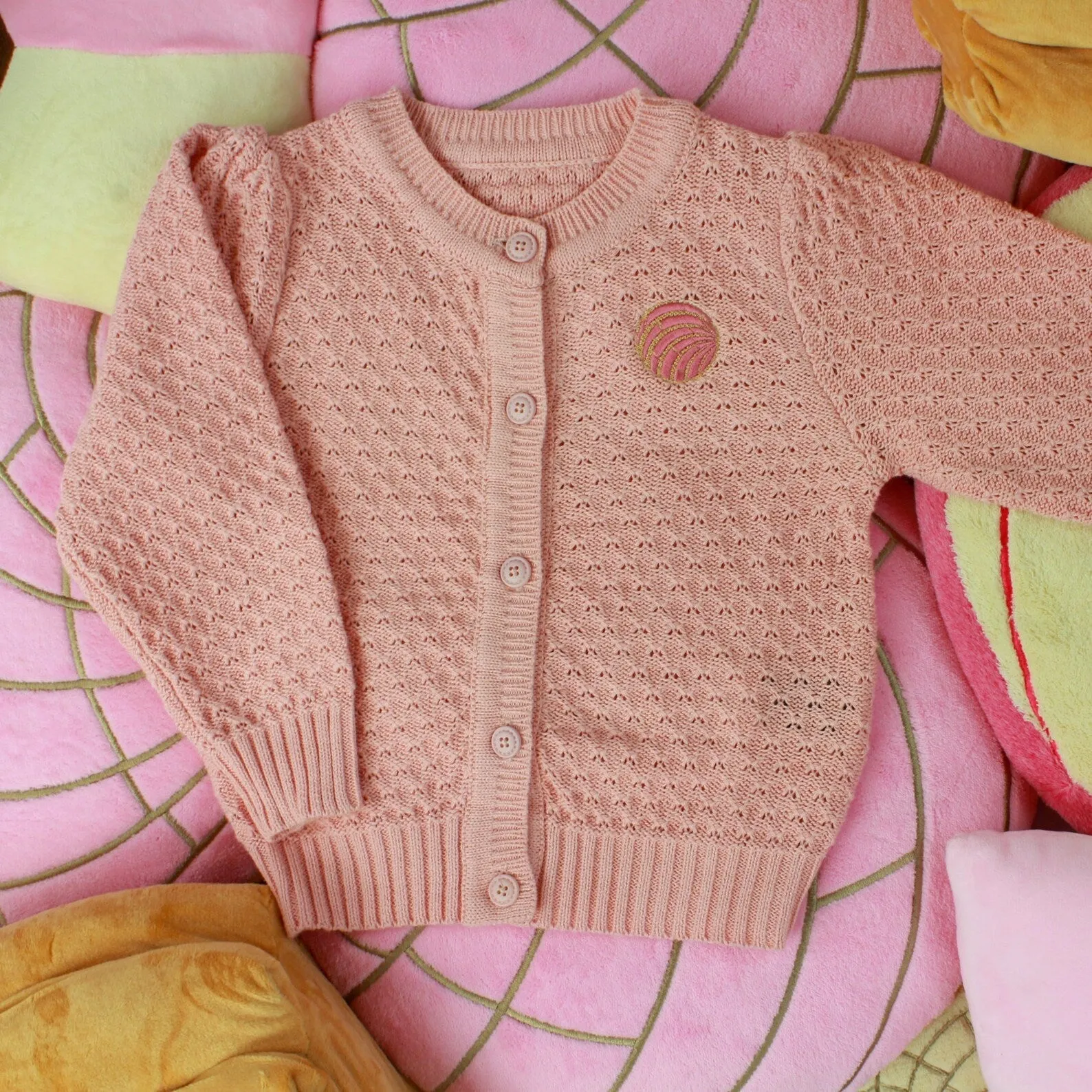 Girl's Pink "Pan Dulce" Knit Sweater Cardigan #E-GPCP