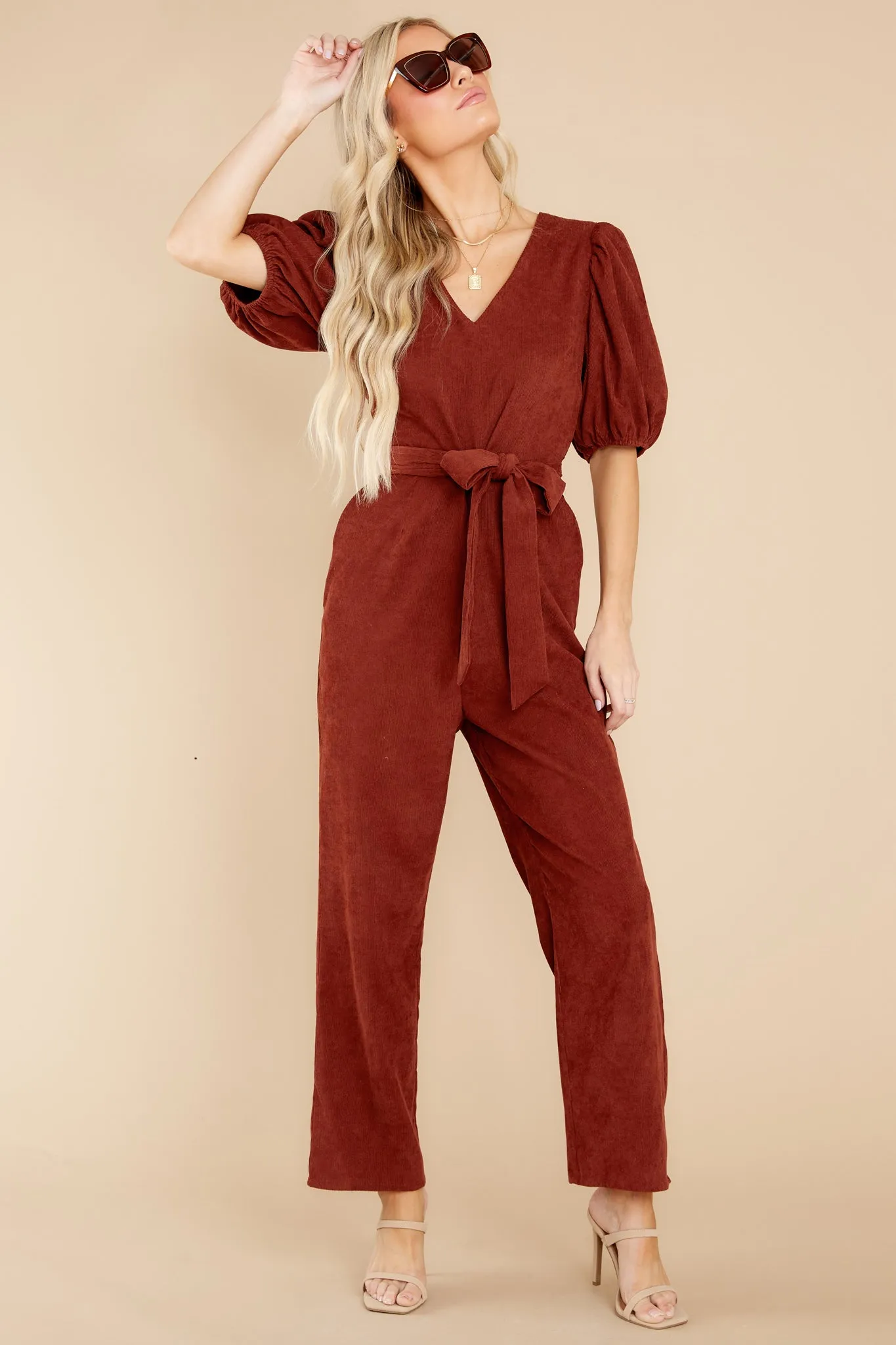 Give A Hint Brown Jumpsuit