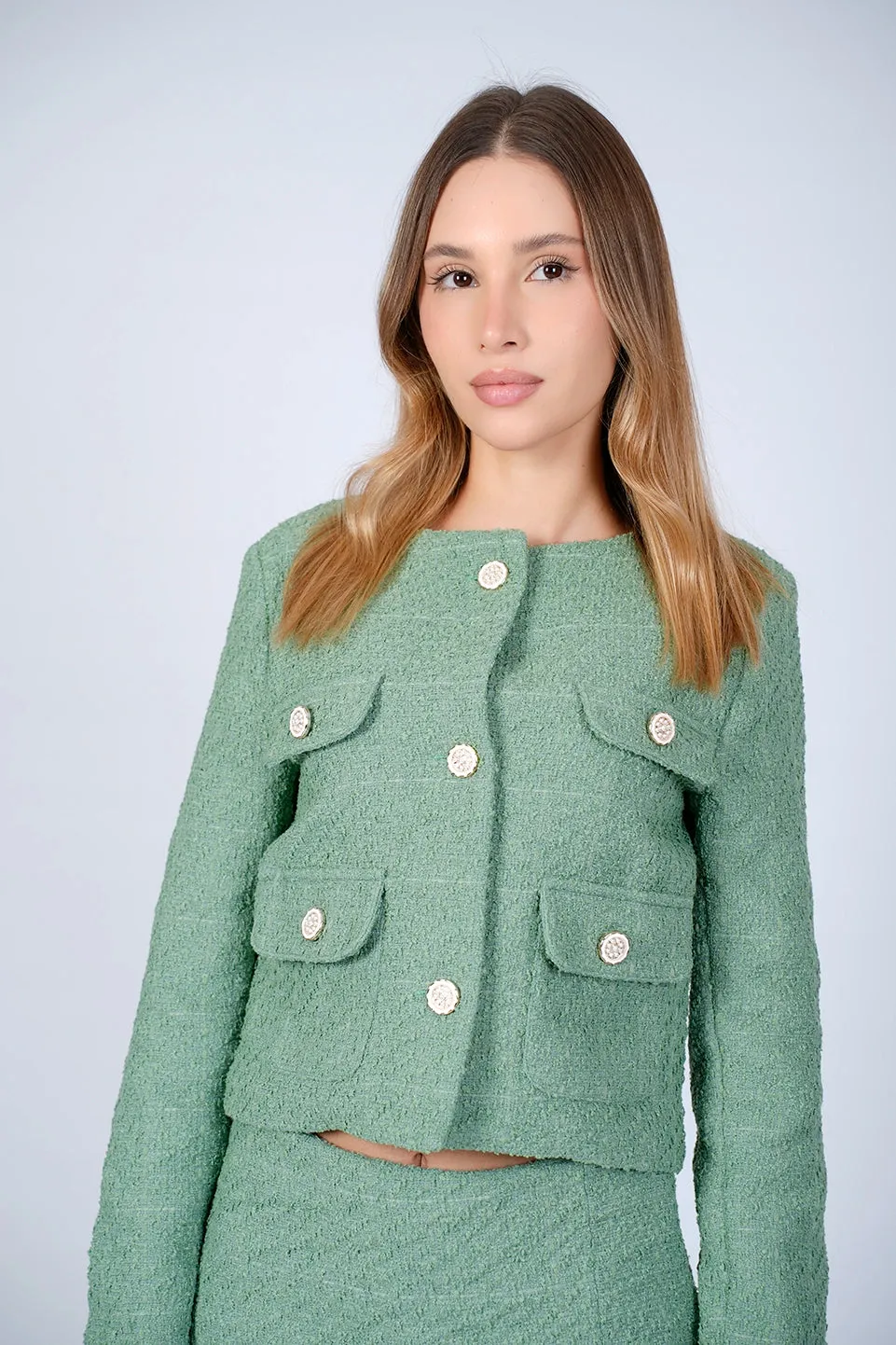 Green Blazer With Chest Pockets Design