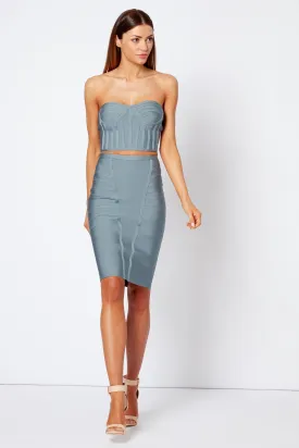 Grey Bandage Midi Pencil Skirt Co-ord