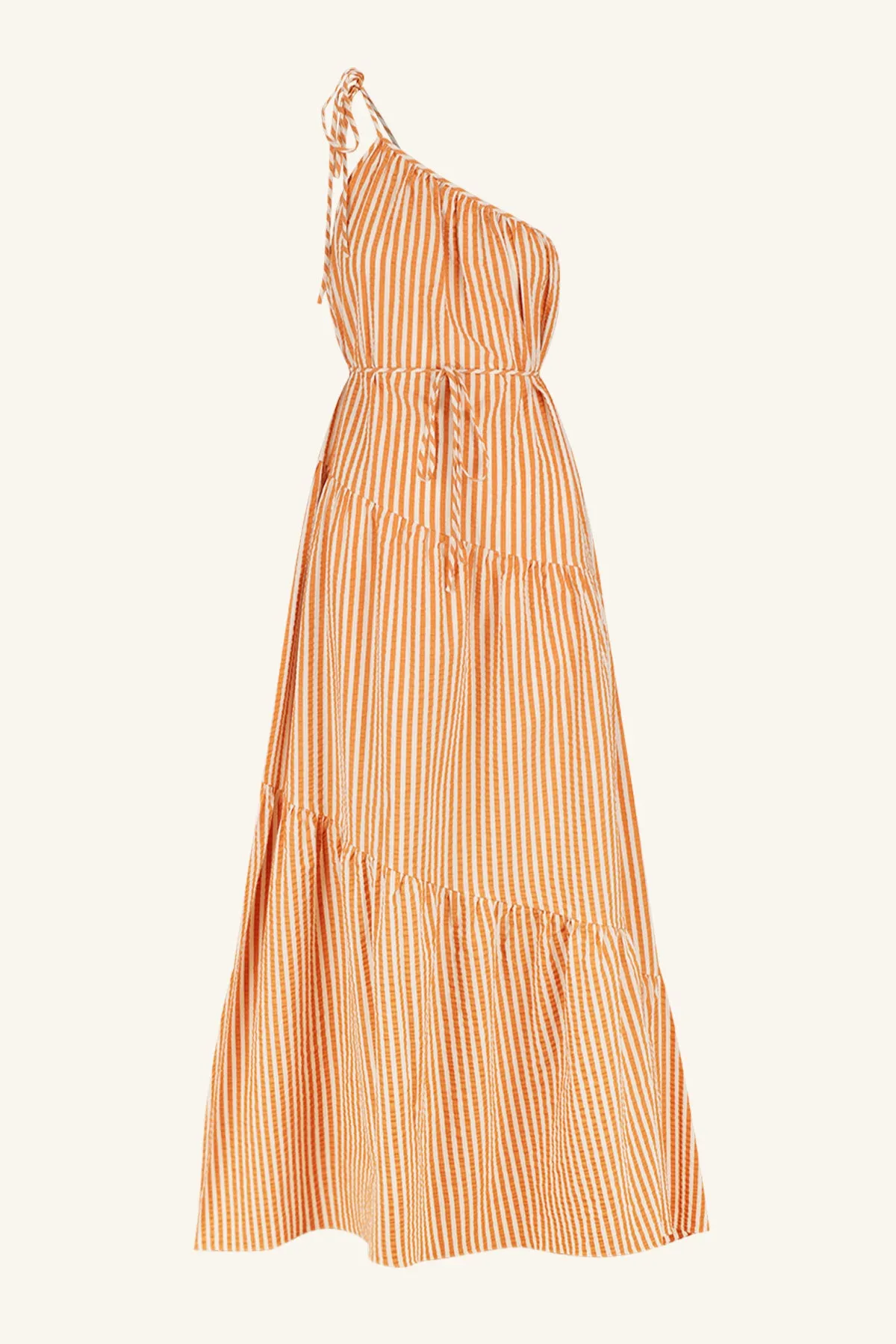 HELE ONE SHOULDER TIERED MAXI DRESS - COCONUT / TANGERINE