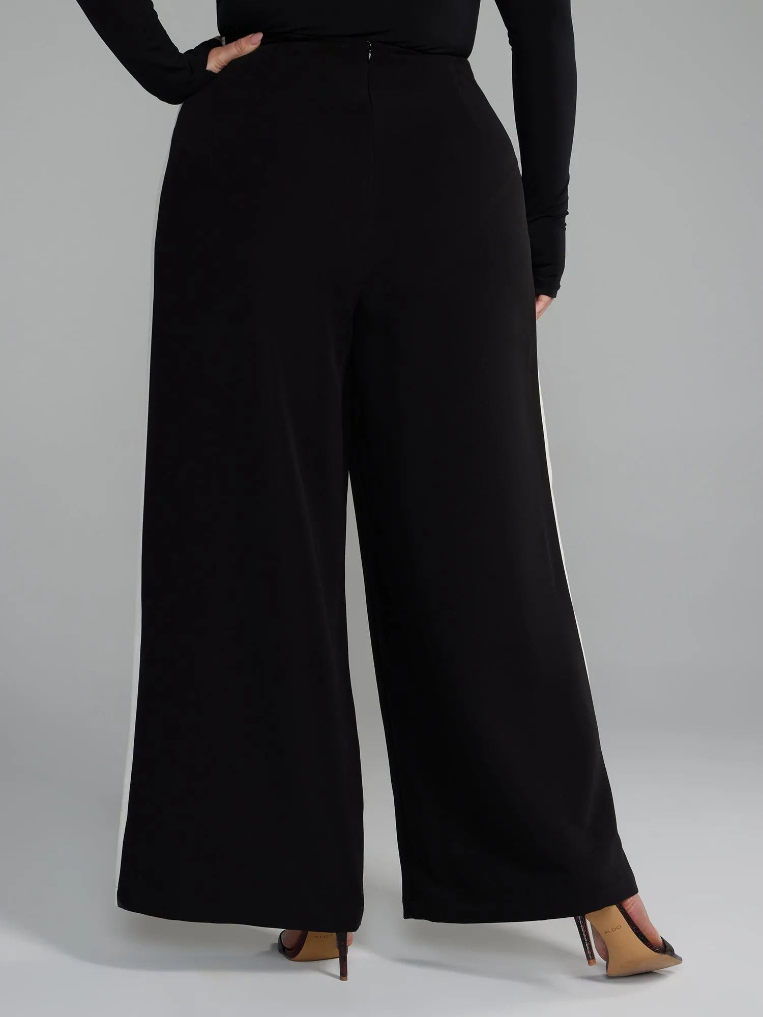 High Rise Wide Leg Side Stripe Pants