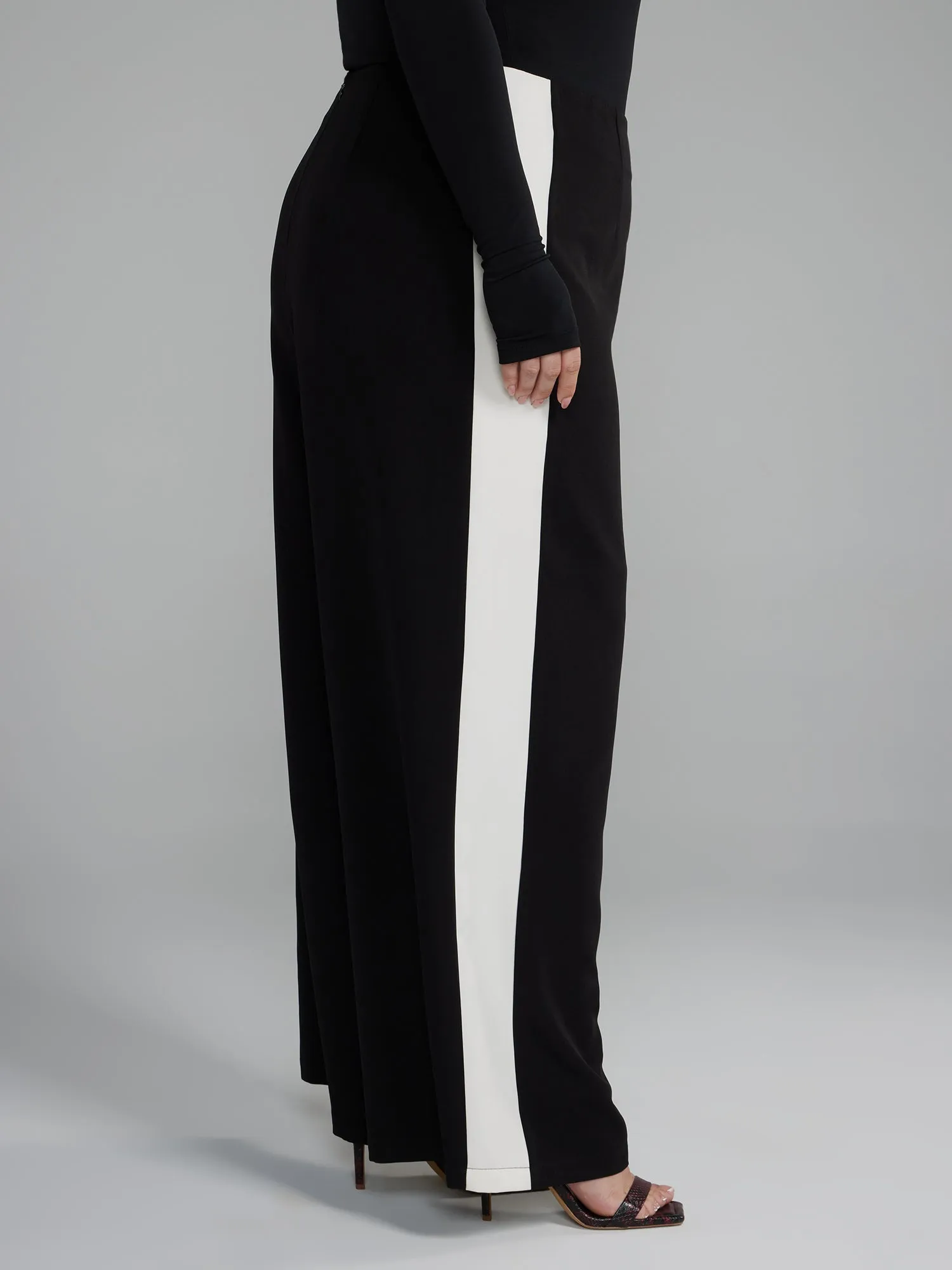 High Rise Wide Leg Side Stripe Pants