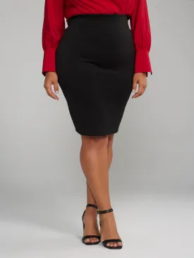 High Waisted Knit Pencil Skirt