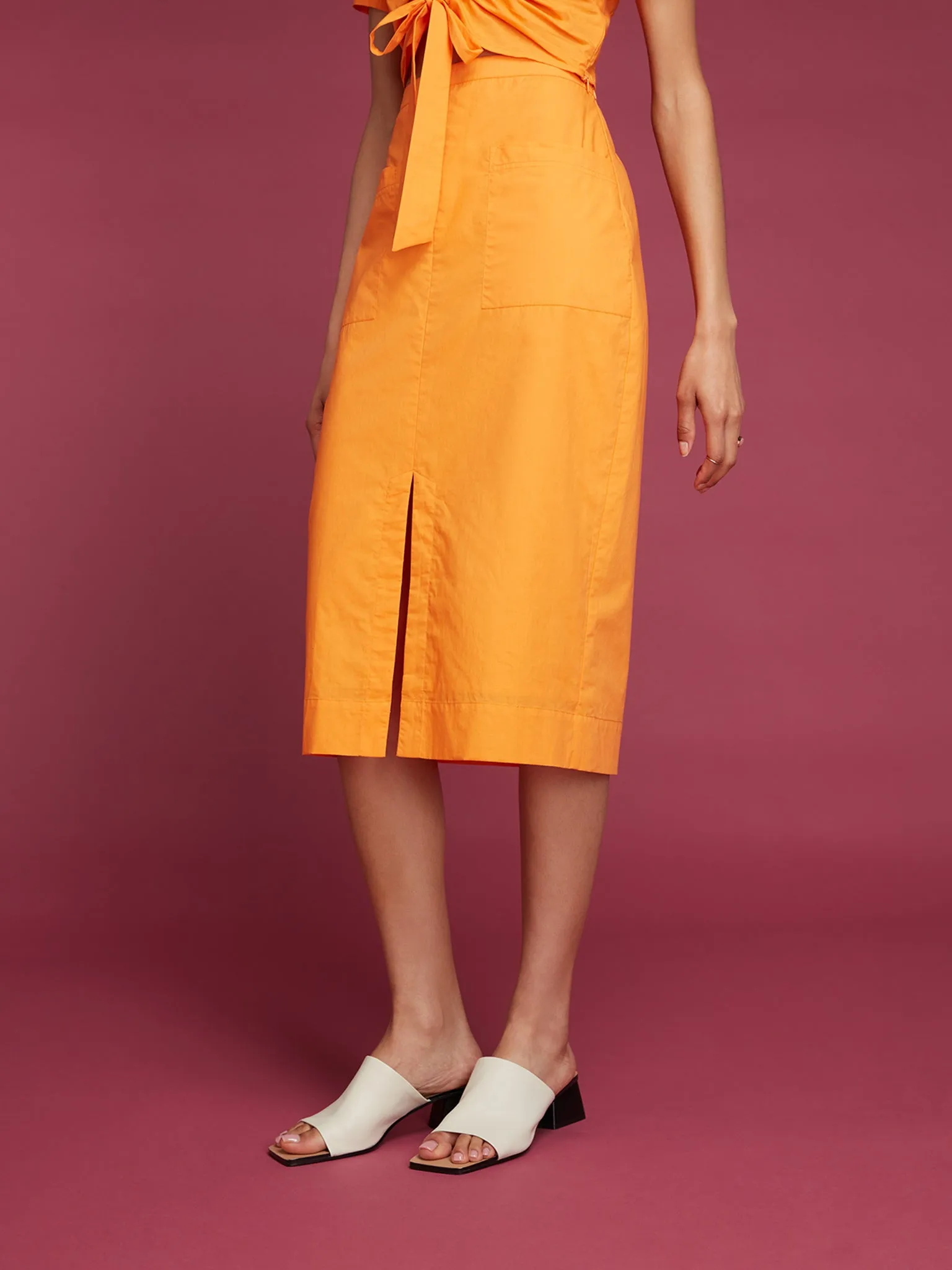 Hilda Midi Skirt in Orange