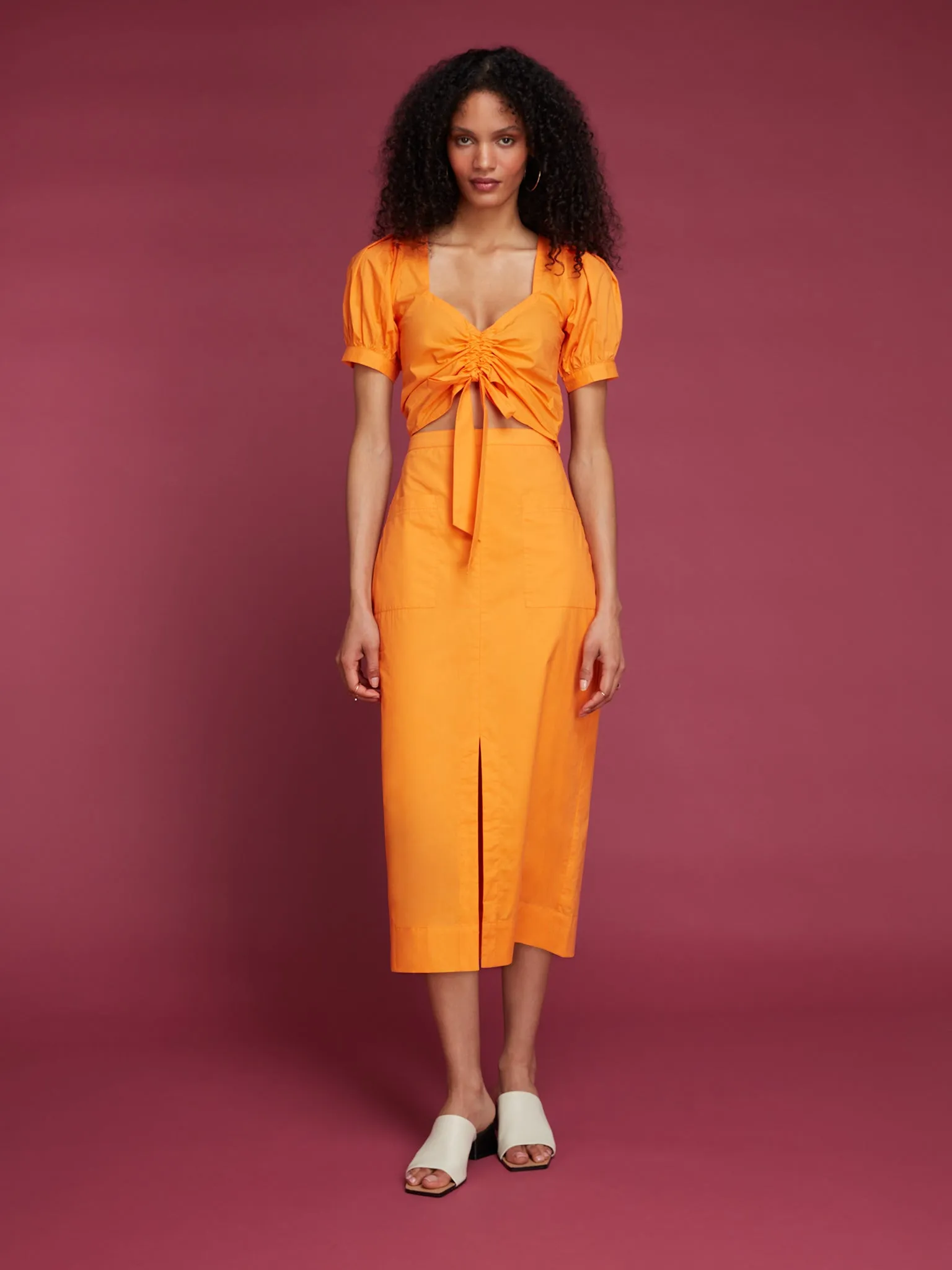 Hilda Midi Skirt in Orange