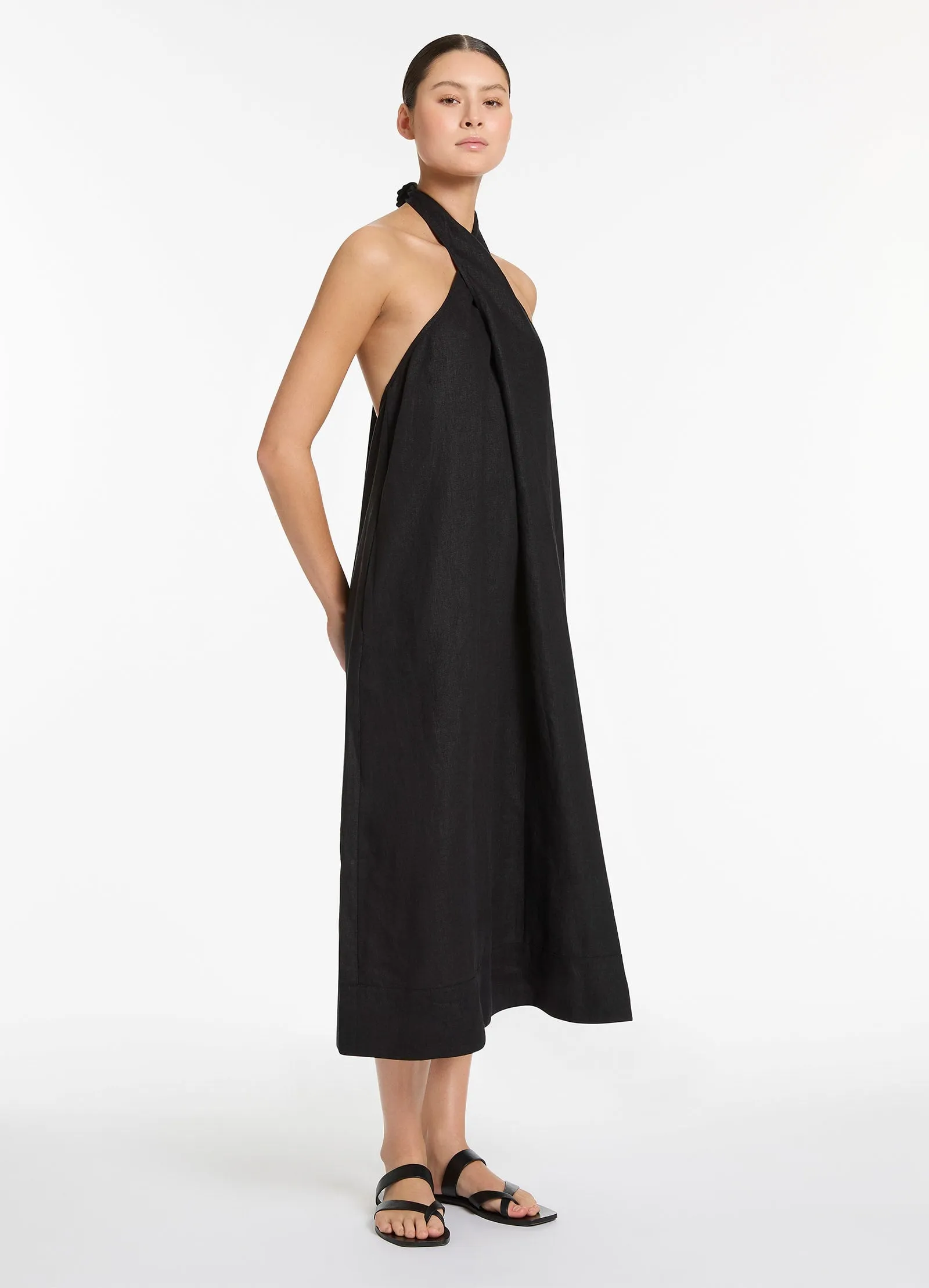 Jetset Low Back Halter Dress - Black