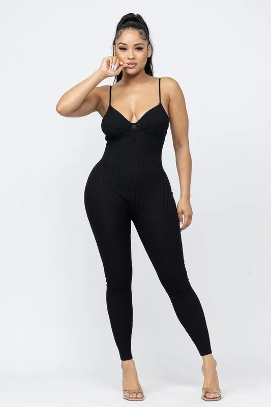 Joy Ribbed Jumpsuit (Black)