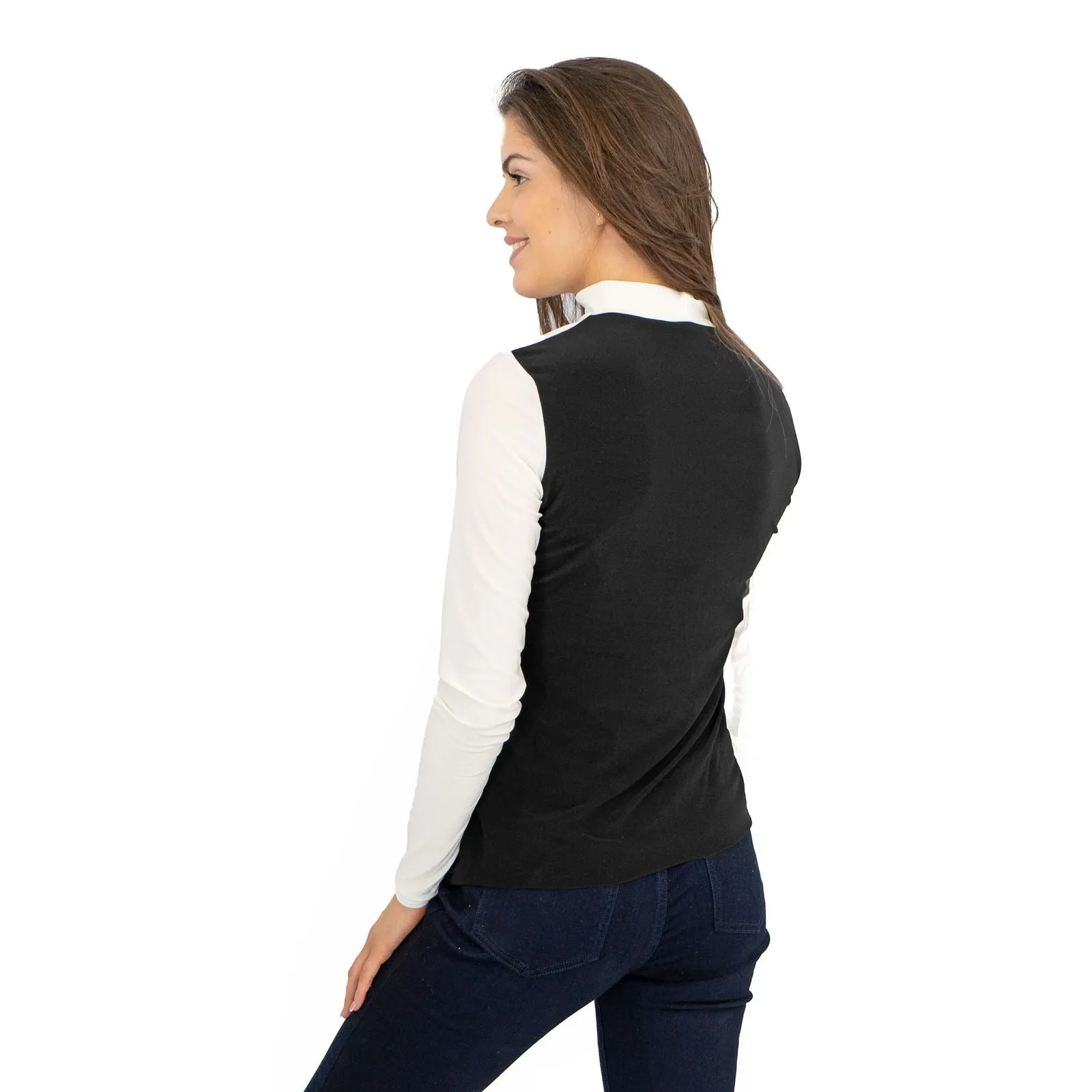 Karen Millen Peep Hole Black & White Long Sleeve Jersey Tops