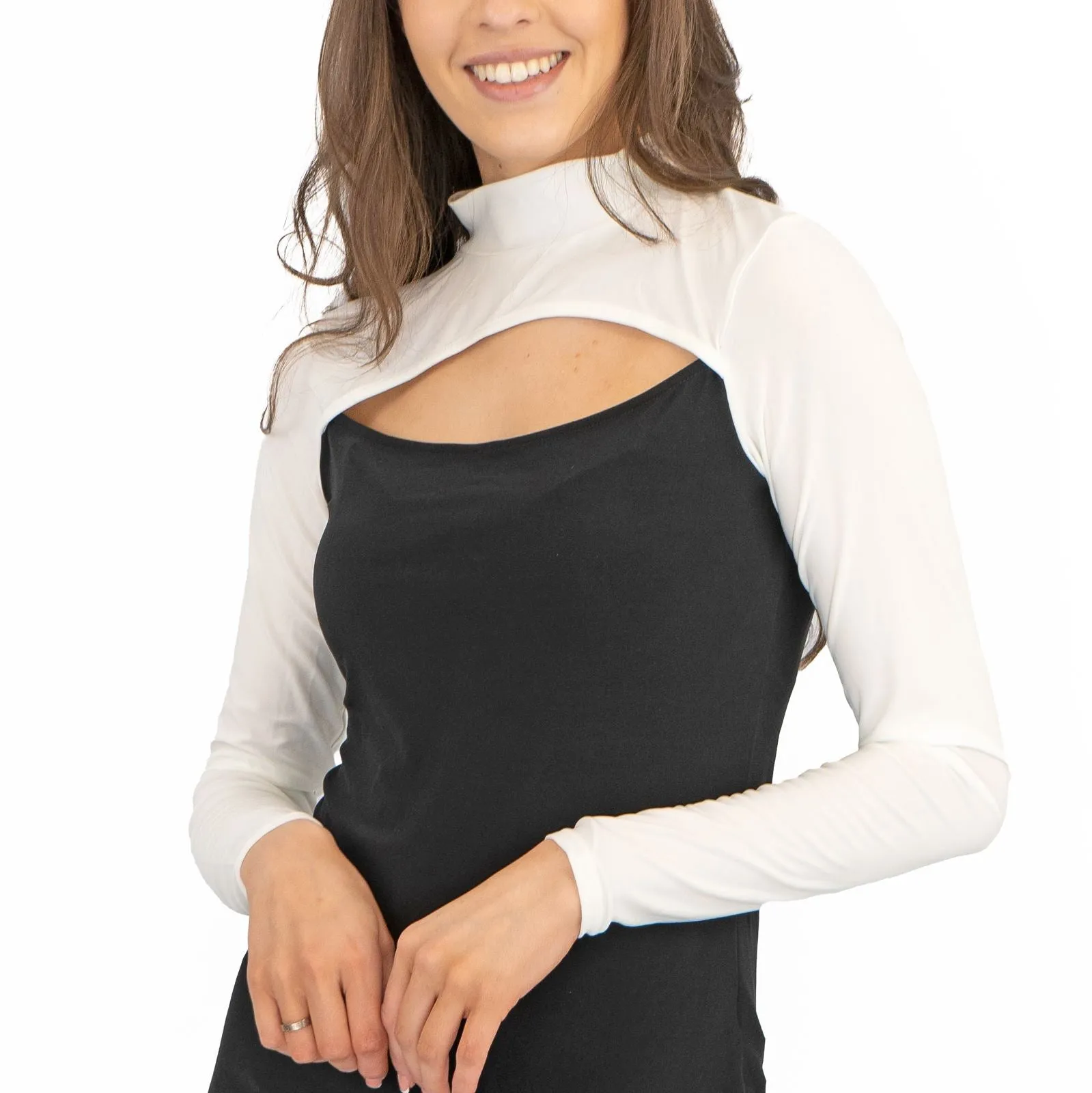 Karen Millen Peep Hole Black & White Long Sleeve Jersey Tops