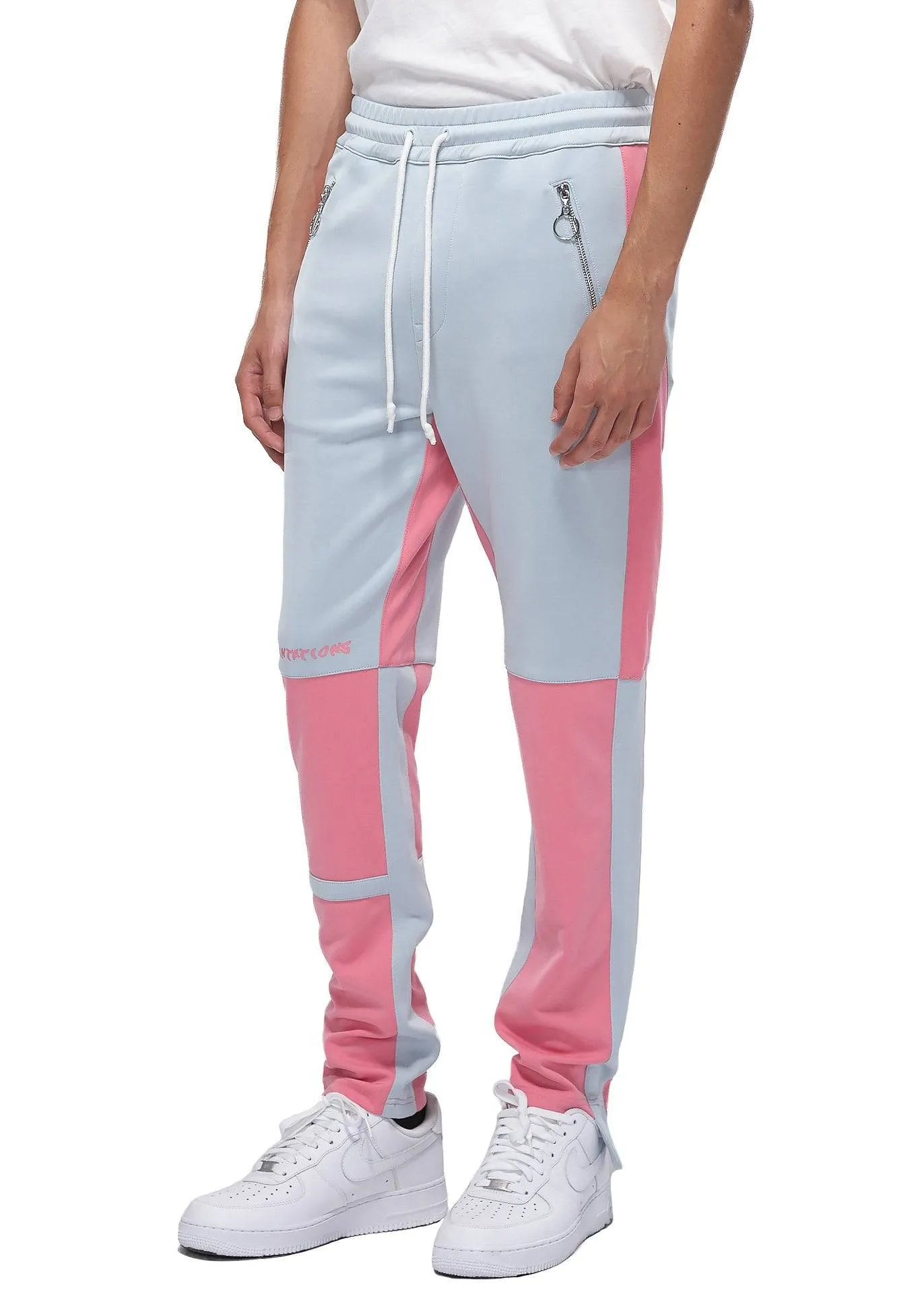 Konus Men's Color Blocked Track pants in Light Blue