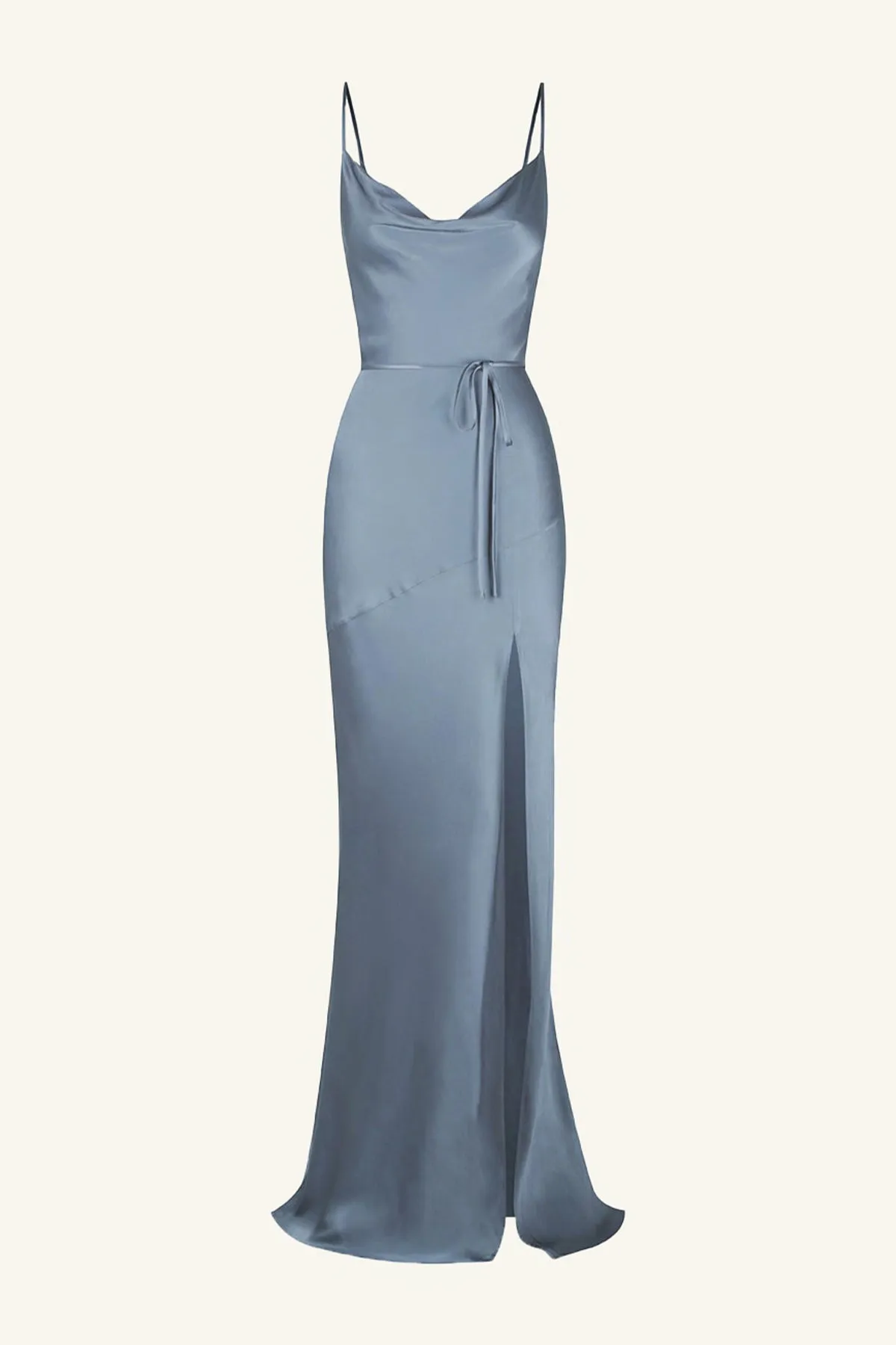 LA LUNE BIAS COWL MAXI DRESS - BLUE SMOKE