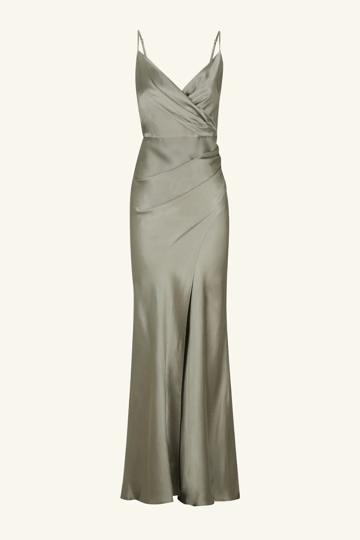 LA LUNE CROSS DRAPED MAXI DRESS - SAGE