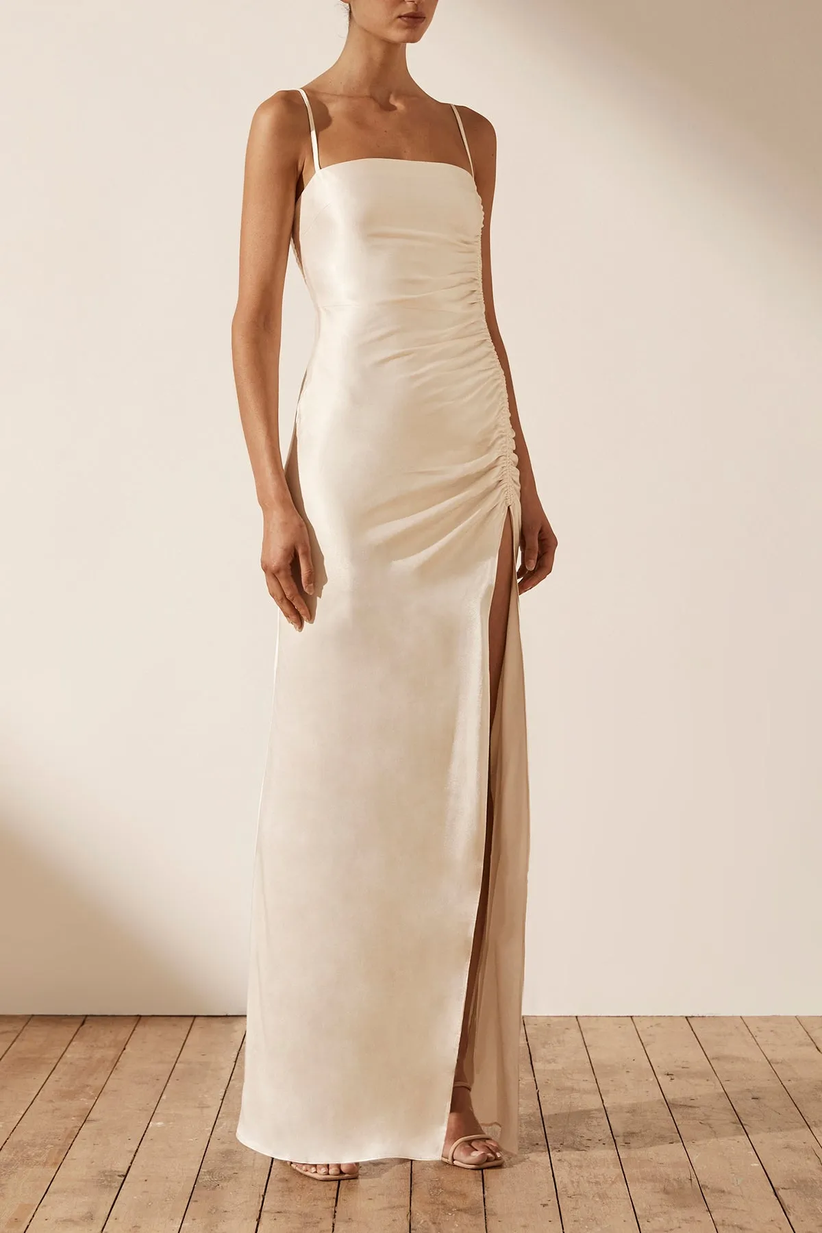 LA LUNE RUCHED MAXI DRESS - CREAM