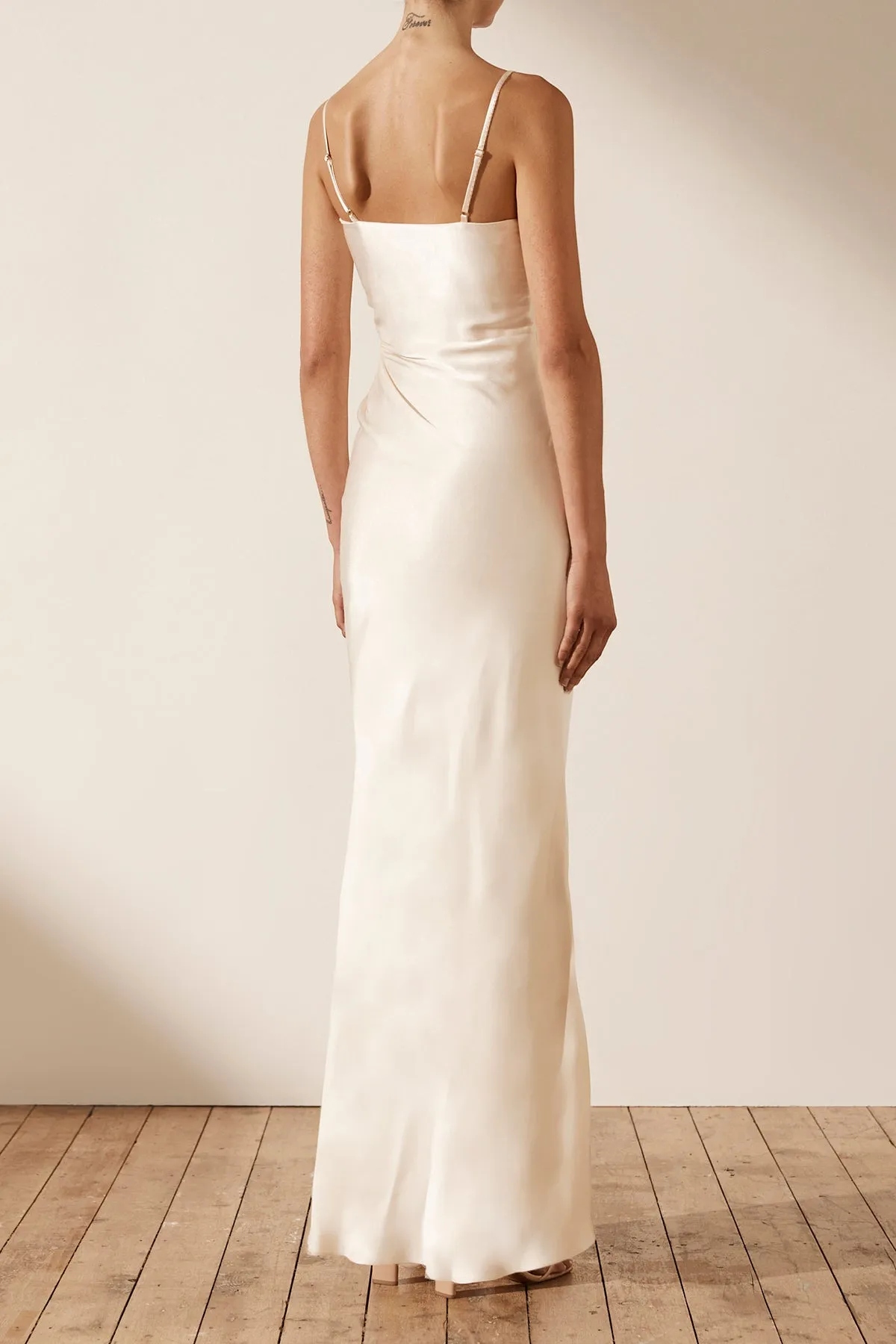 LA LUNE RUCHED MAXI DRESS - CREAM