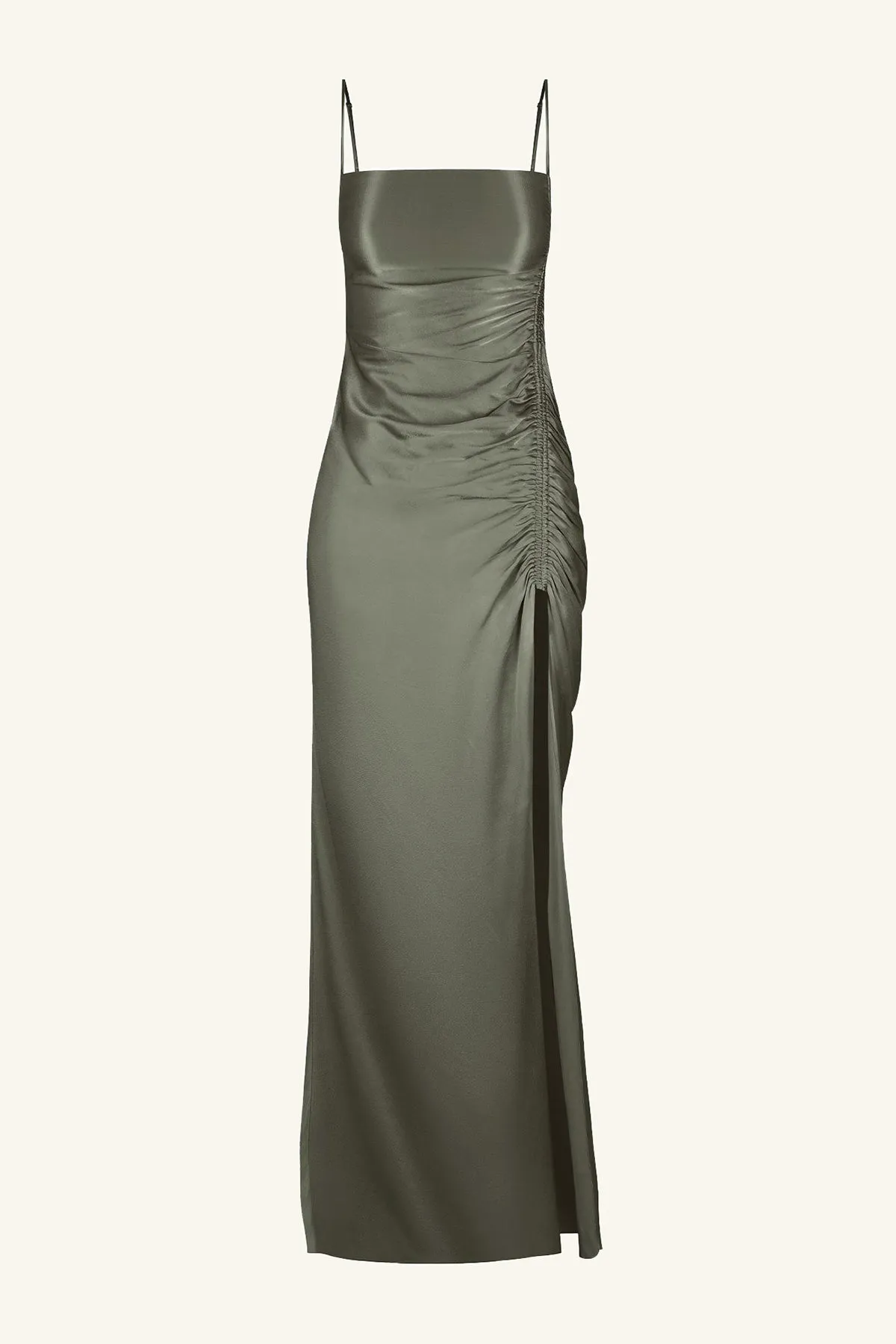 LA LUNE RUCHED MAXI DRESS - OLIVE