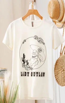 Lady Outlaw Cowgirl Skull T-Shirt