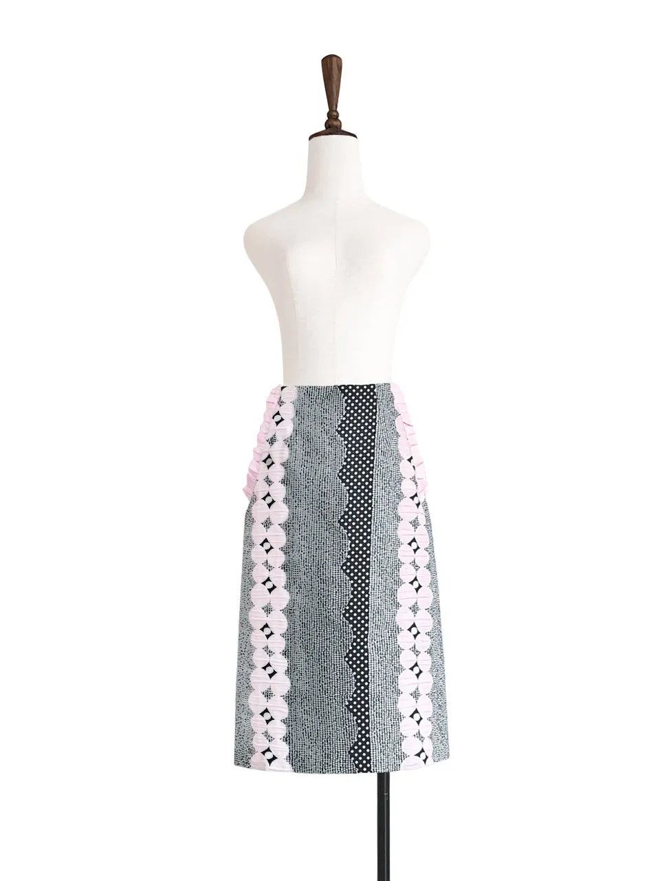 Last Chance! Multi Dots Scallop Detail Dotty Ruffle Pocket Pencil Skirt