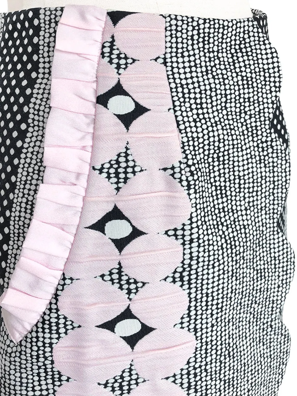 Last Chance! Multi Dots Scallop Detail Dotty Ruffle Pocket Pencil Skirt