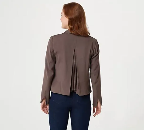 Laurie Felt Pleated Back Blazer Reg 14 Steel Grey