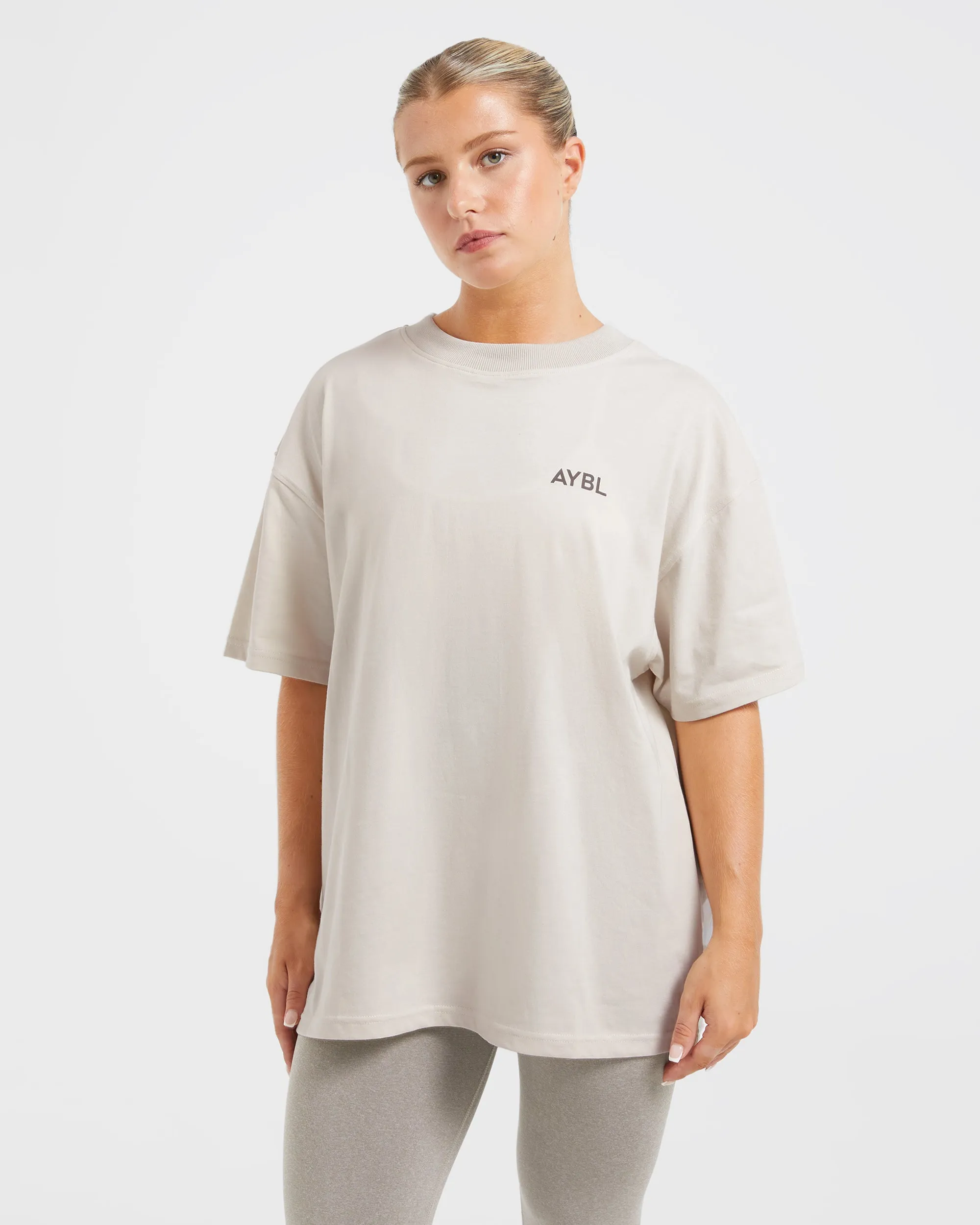 Lift Graphic Oversized T Shirt - Beige