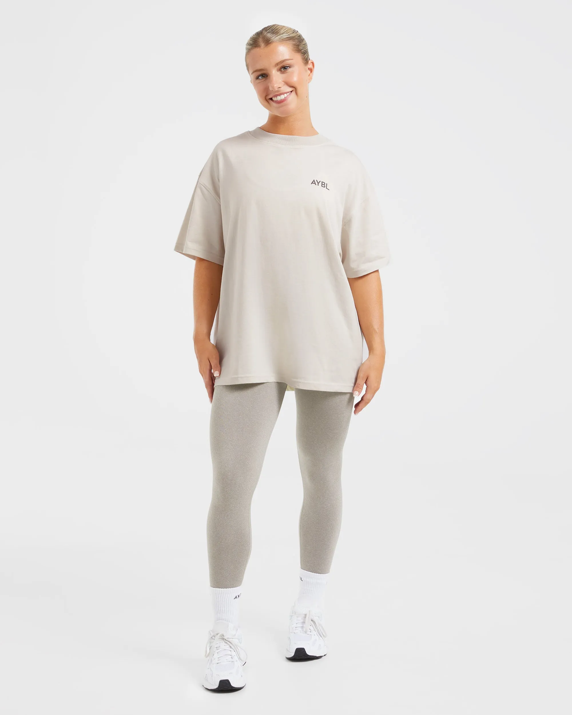 Lift Graphic Oversized T Shirt - Beige