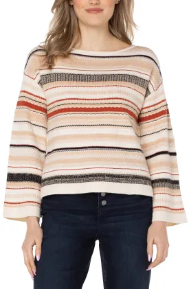 Liverpool Boat Neck Textured Stripe Sweater (Cream Stripe)