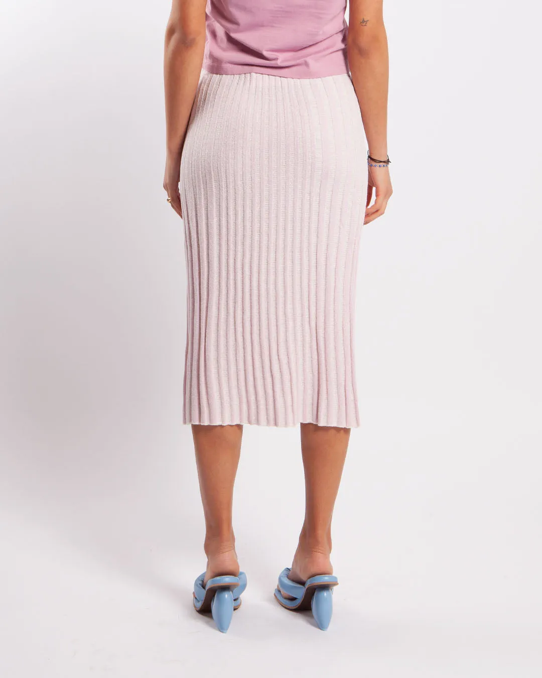 Maison Kitsuné Baby Fox Patch Ribbed Midi Skirt Lilac