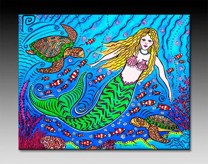 Mermaid and Turtles Ceramic Tile