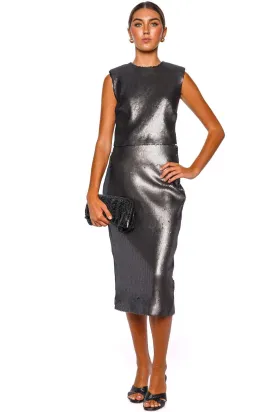 Mi Miradas Metallic Sequin Midi SKirt