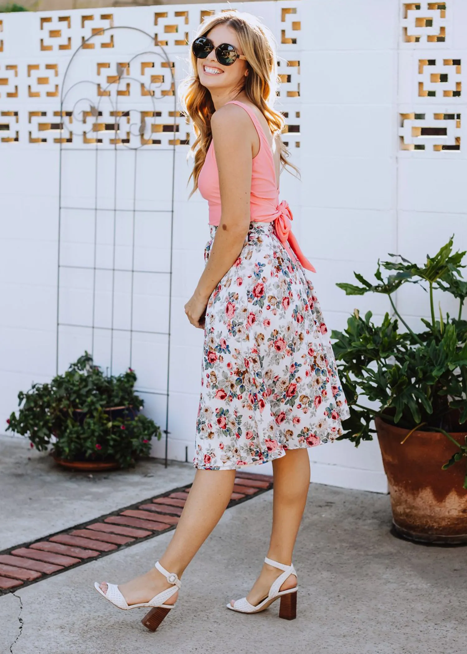 midi skirt in ivory fleur