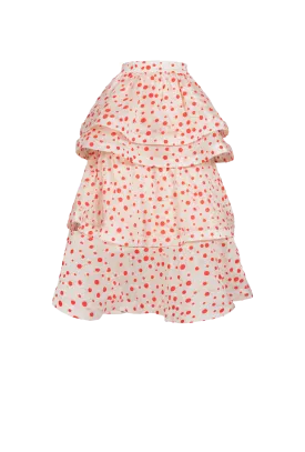 MIDI Teagan Tiered Skirt - Flocking Dot