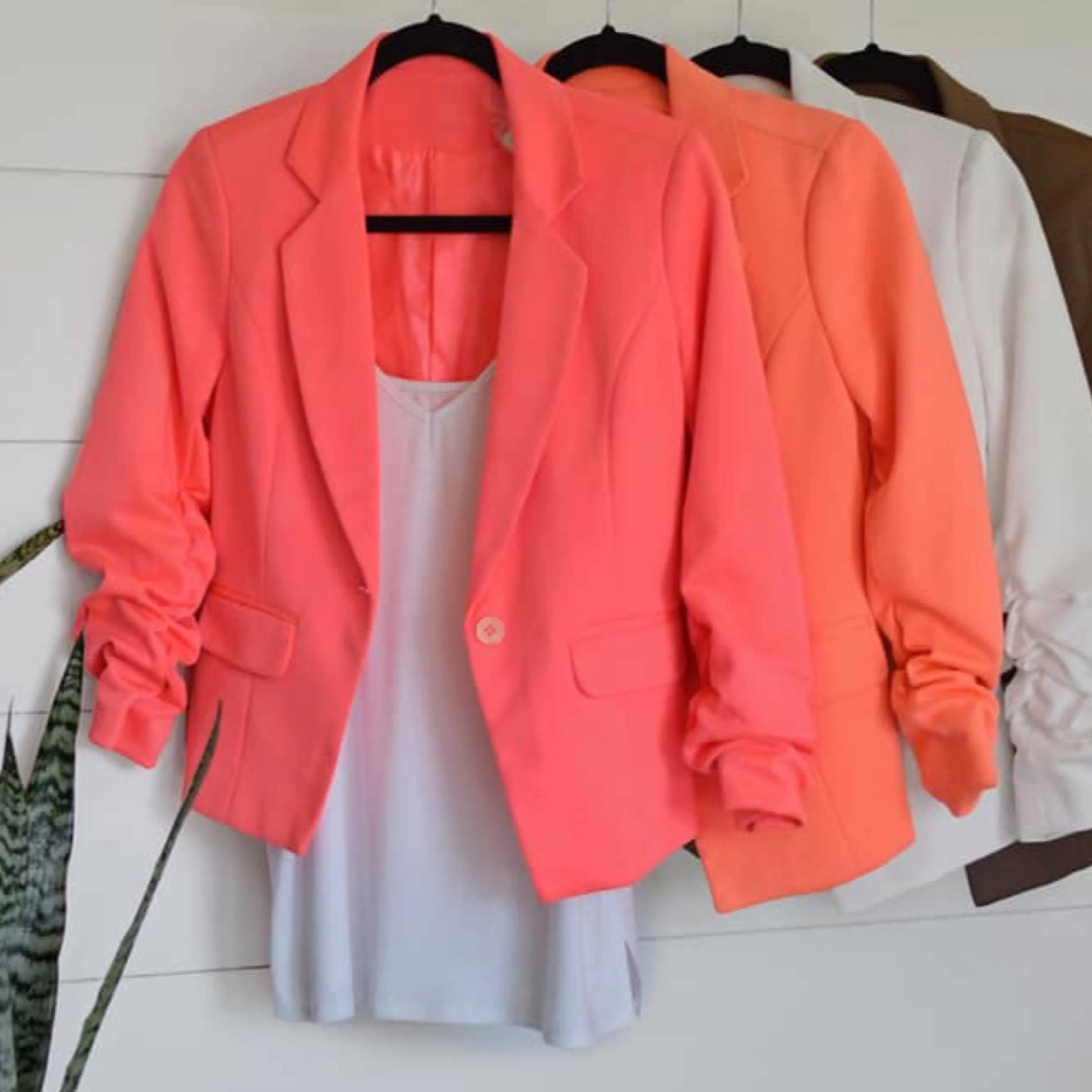 Neon Orange Give Me Ruched Short Blazer