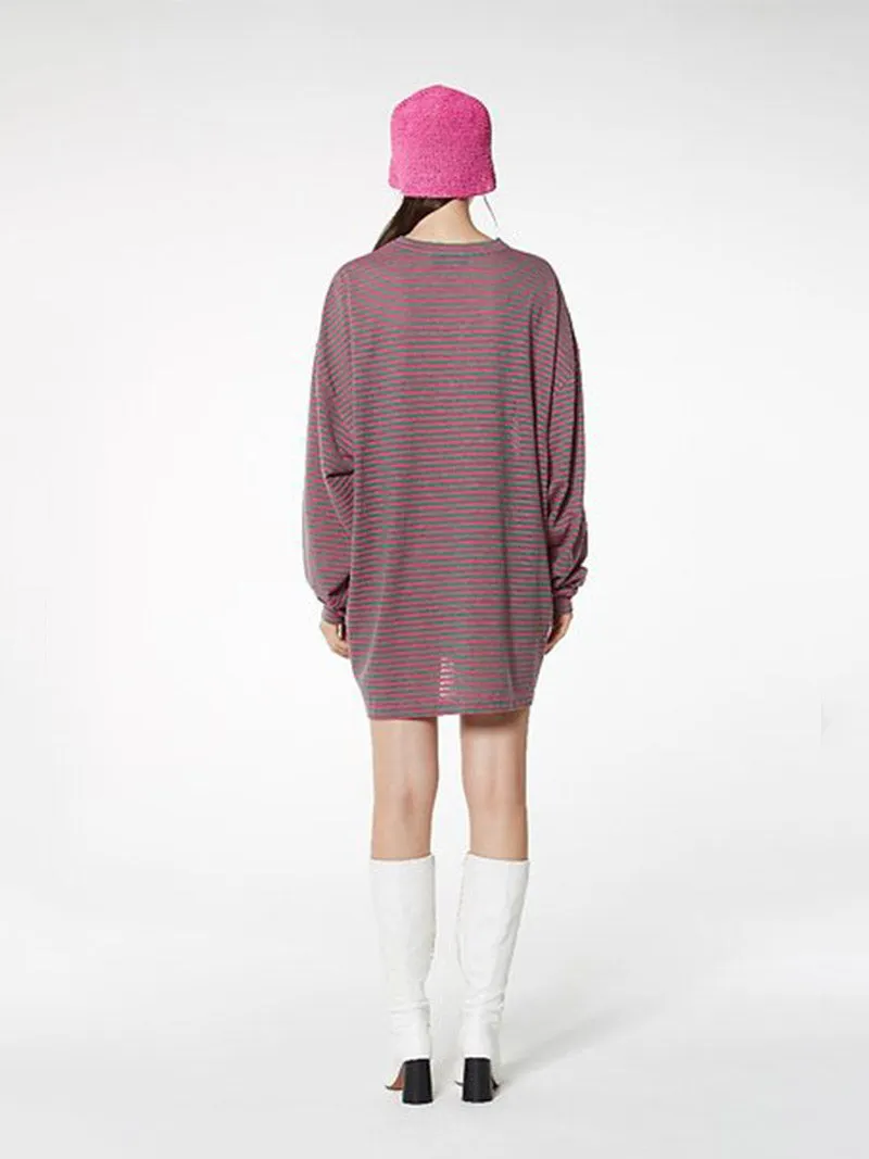 OVERSIZED L/SLV STRIPE TEE [ship immediately!]